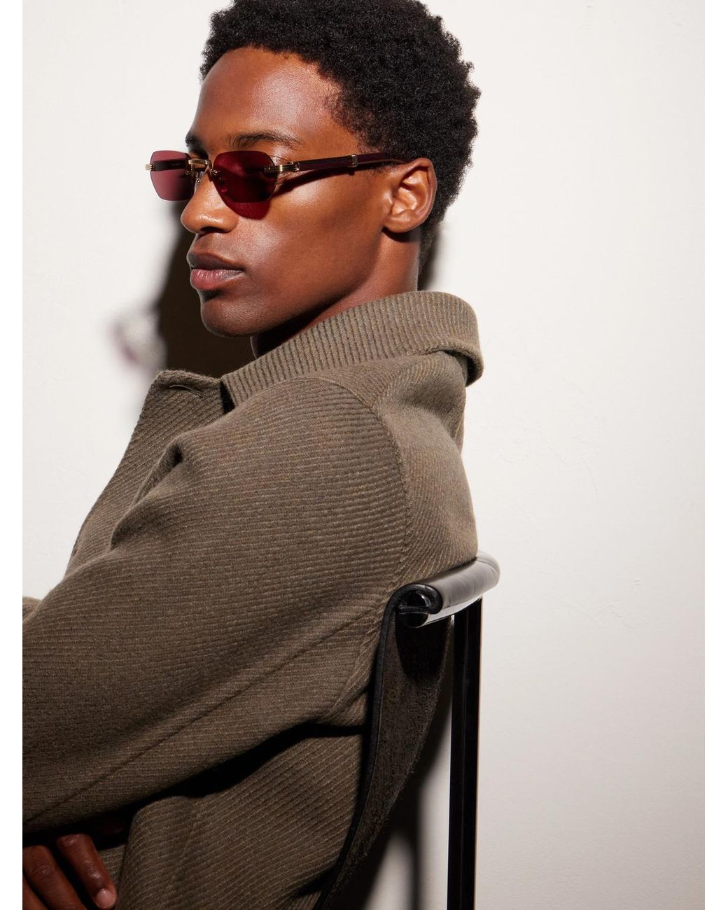 Cartier Metallic Première De Cartier Square-Frame-Tone Metal And Wood Sunglasses for men
