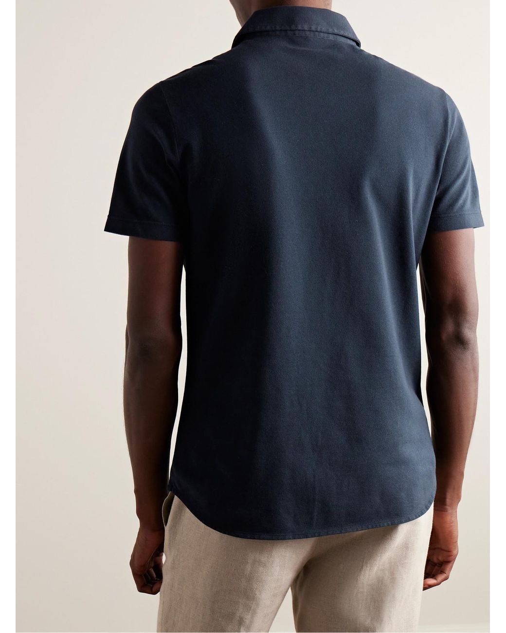 Loro Piana Blue Cotton-Piqué Polo Shirt for men