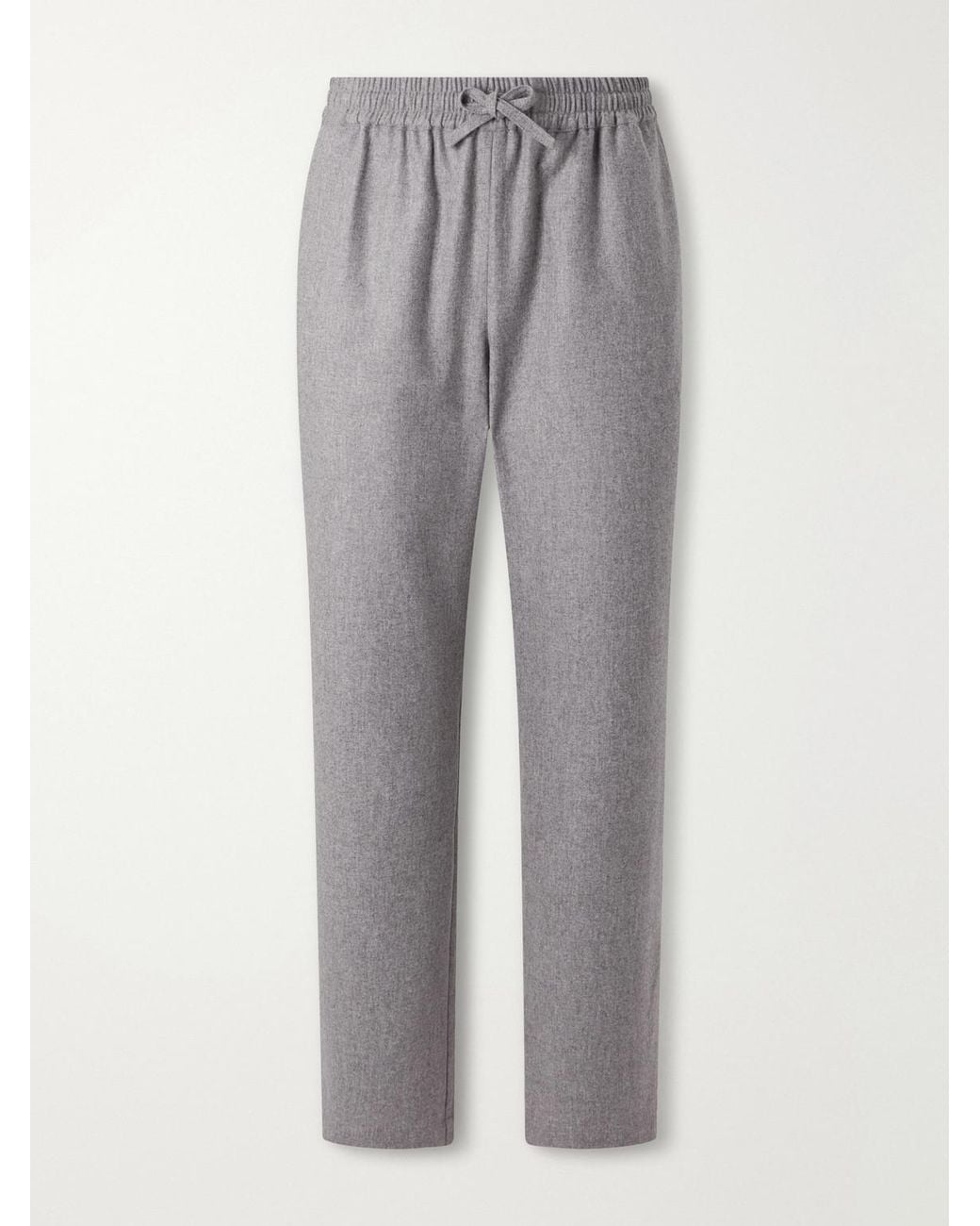De Bonne Facture Gray Tapered Virgin Wool Drawstring Trousers for men