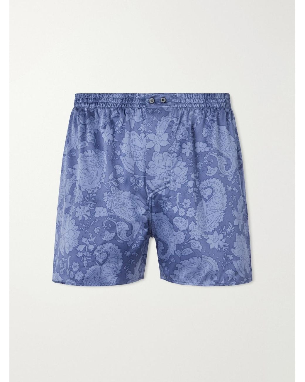 Zimmerli of Switzerland Blue Printed Silk-satin Boxer Shorts for men