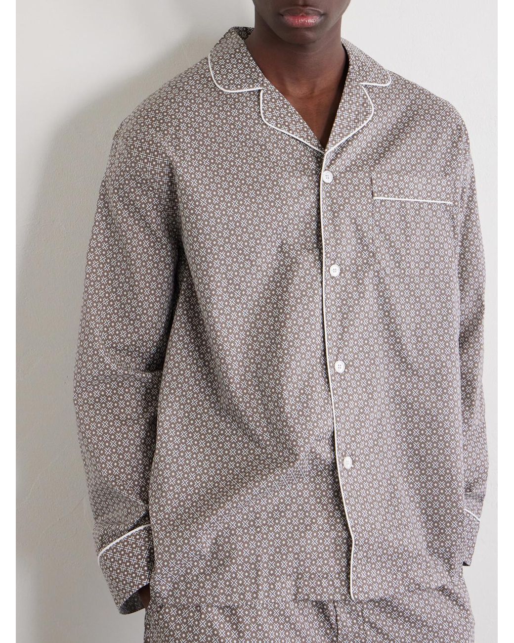Derek Rose Gray Ledbury 96 Printed Cotton-Poplin Pyjama Set for men