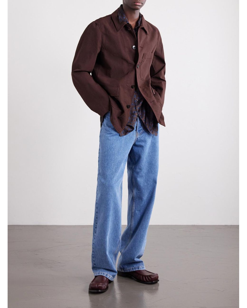 Dries Van Noten Brown Braxton Garment-Dyed Cotton Jacket for men