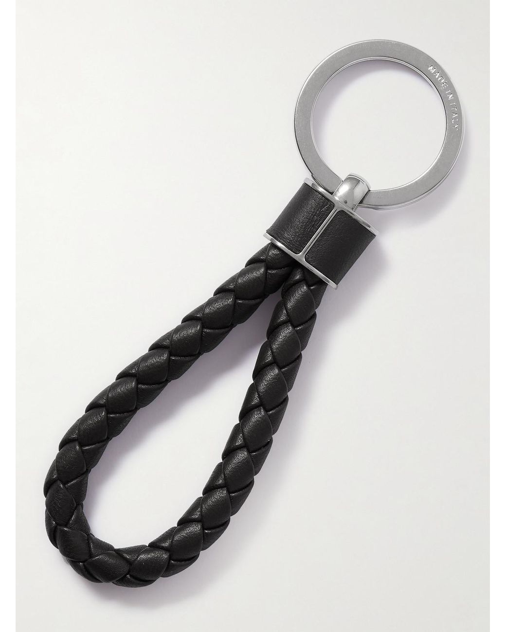 Bottega Veneta Black Tone And Braided Leather Key Fob for men