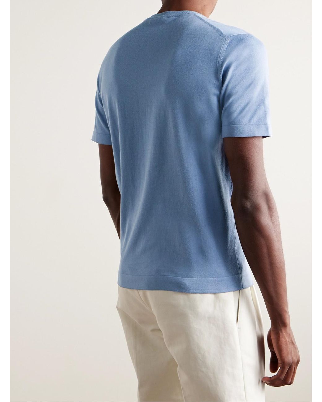 Loro Piana Blue Cotton-Jersey T-Shirt for men