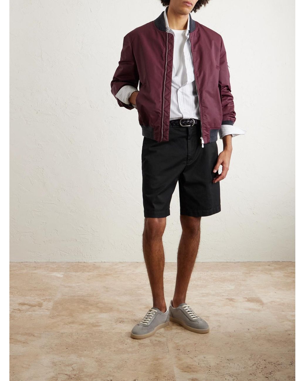 Brunello Cucinelli Black Cotton-Blend Bermuda Shorts for men