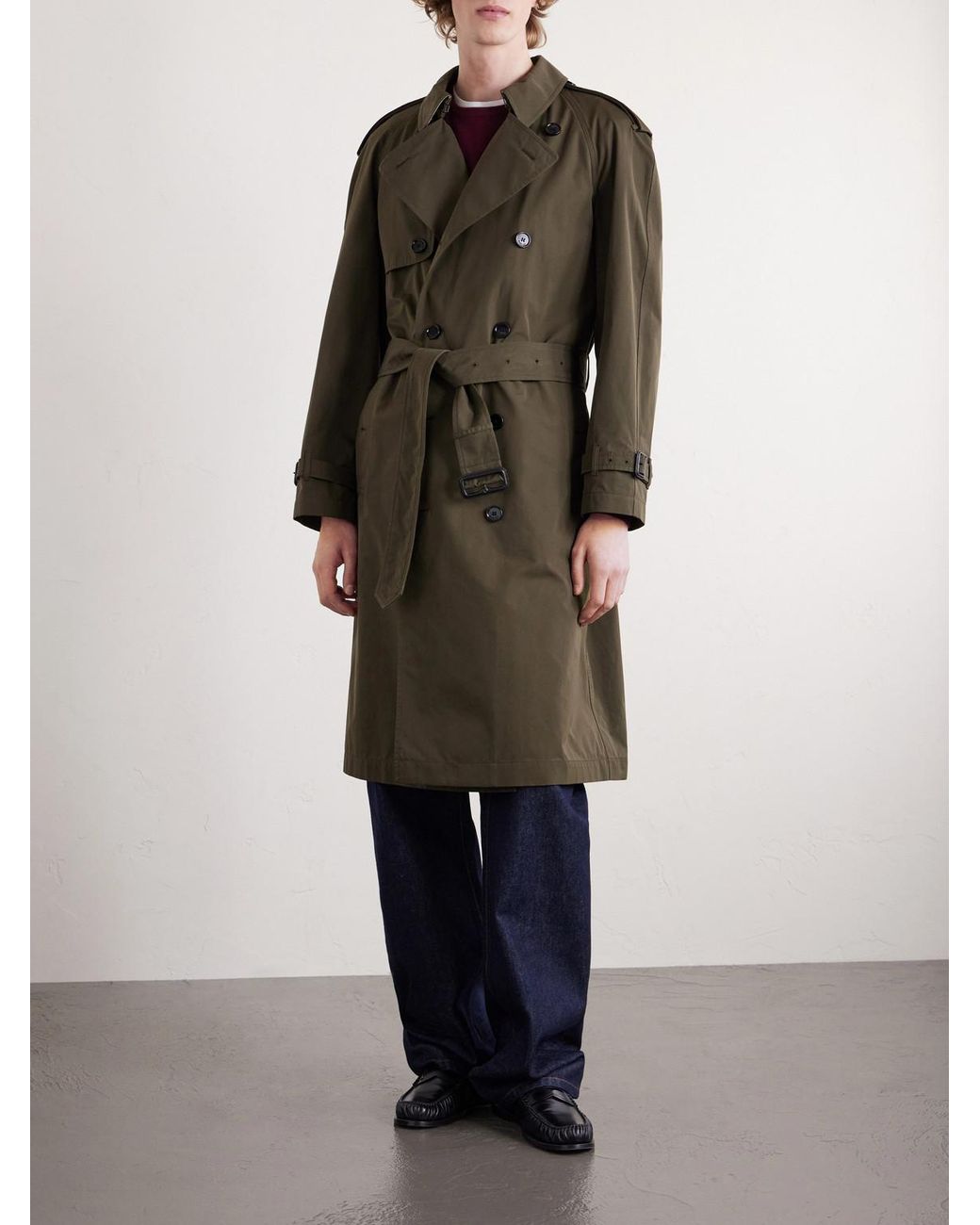 Burberry Green Cotton-Gabardine Trench Coat for men