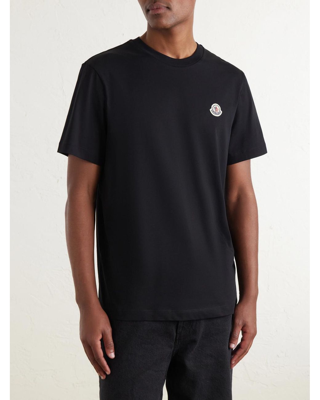 Moncler Black Pack Of Three Logo-Appliquéd Cotton-Jersey T-Shirt for men