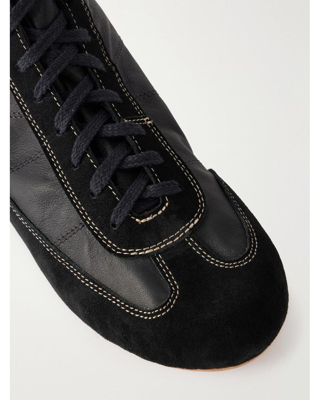 Visvim Black Mc Driver Suede-Trimmed Leather Lace-Up Boots for men