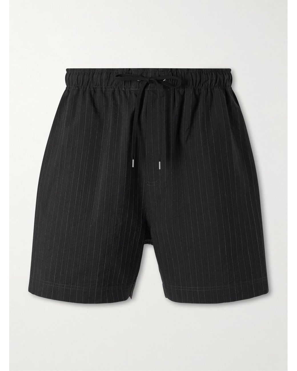 Studio Nicholson Black Starboard Wide-Leg Cotton And Wool-Blend Drawstring Shorts for men