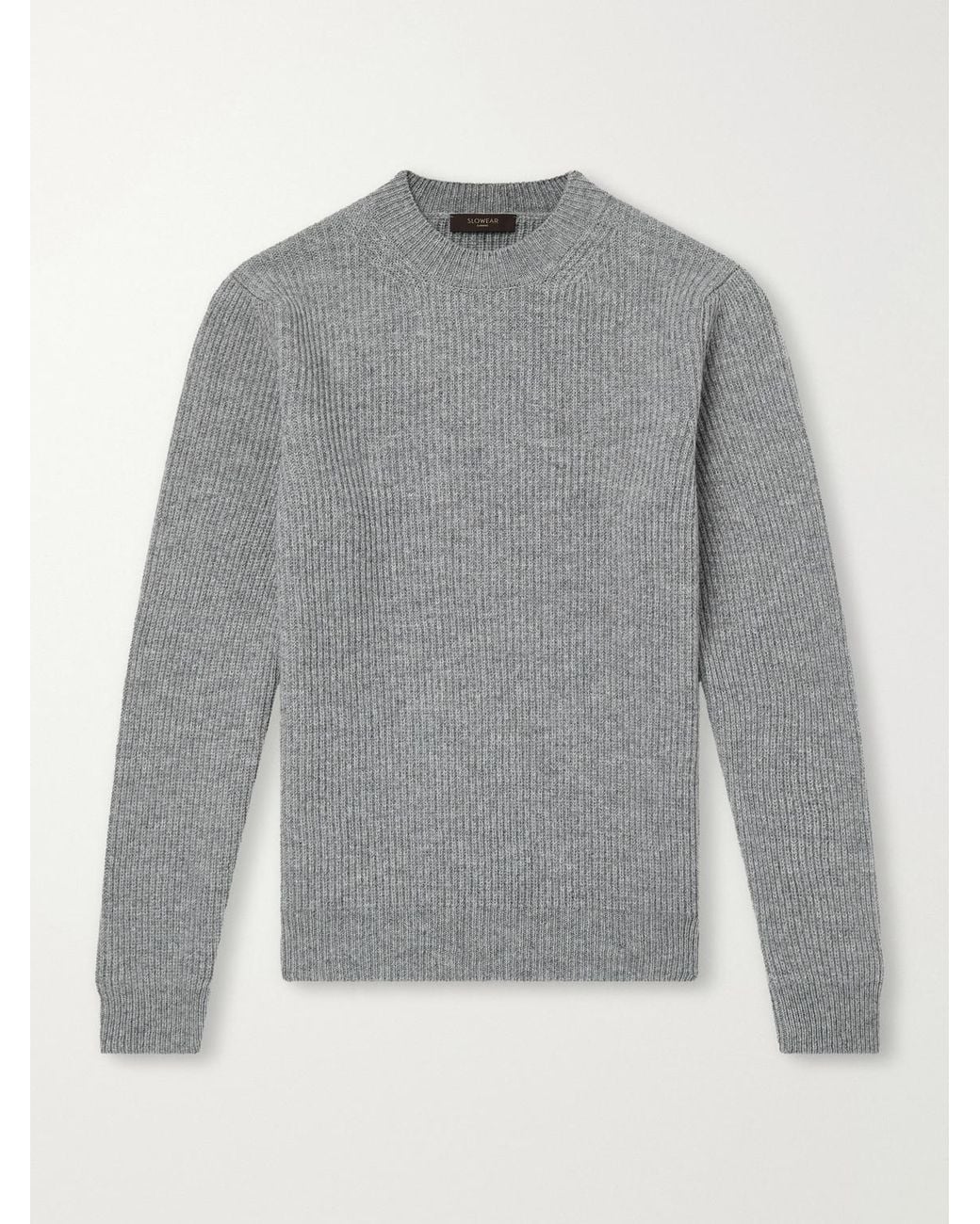Slowear Gray Zanone Slim-Fit Ribbed Wool Sweater for men