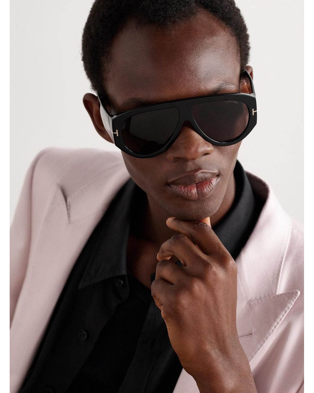 Tom Ford Black Bronson Aviator-Style Acetate Sunglasses for men