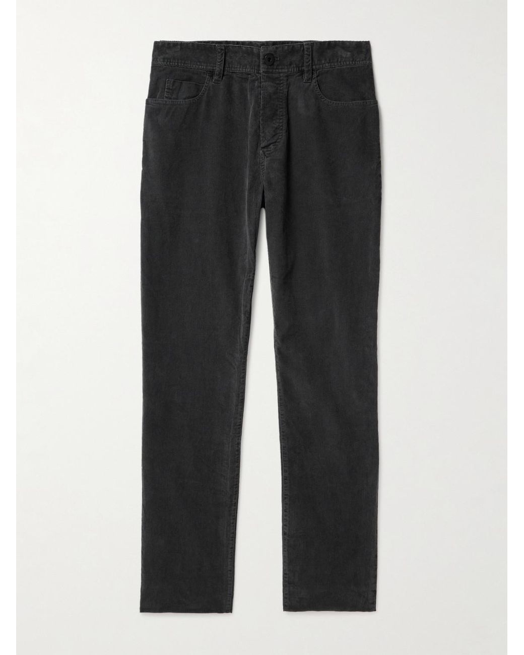 James Perse Black Slim-Fit Straight-Leg Cotton-Blend Corduroy Trousers for men