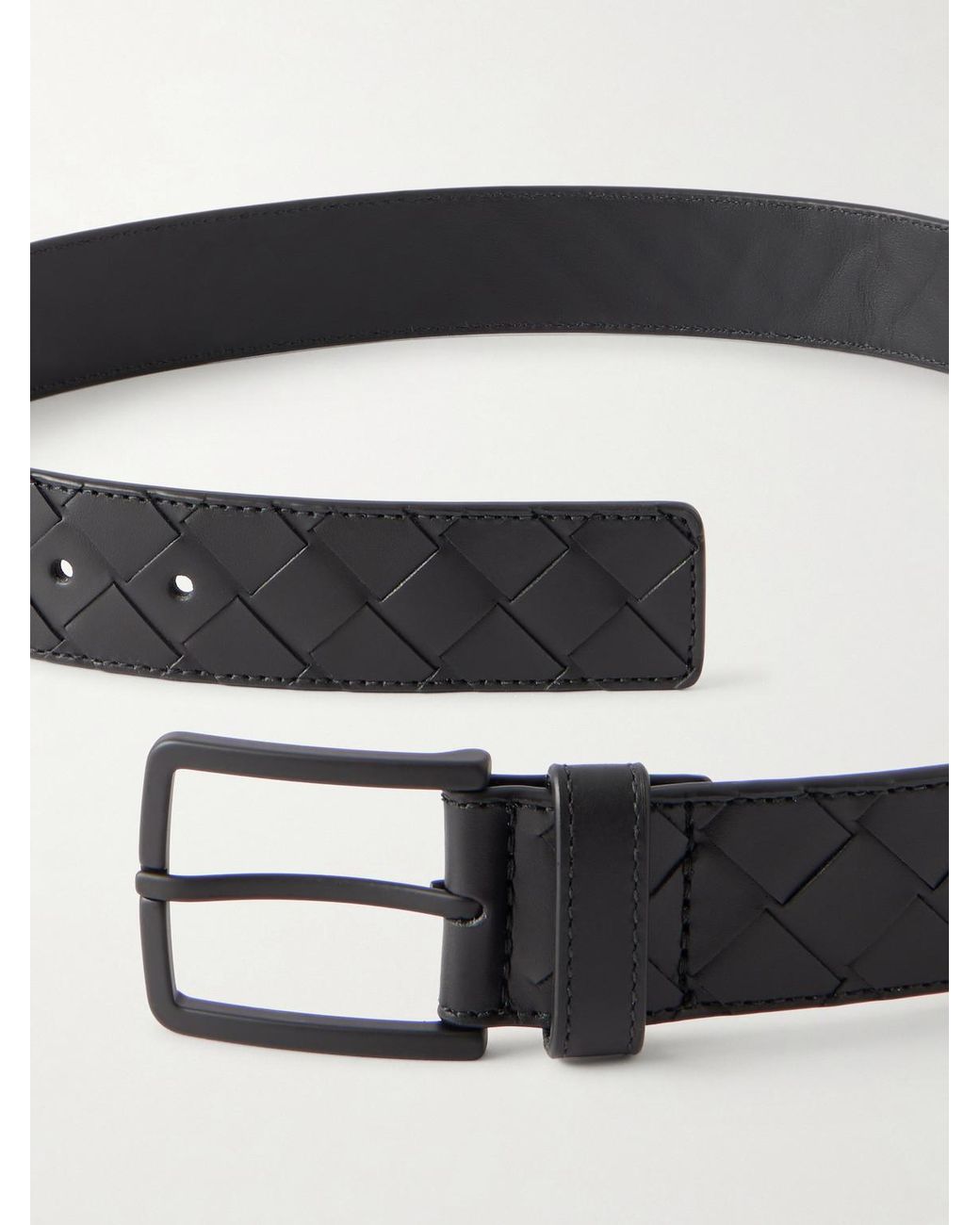 Bottega Veneta Black 3.5Cm Intrecciato Leather Belt for men