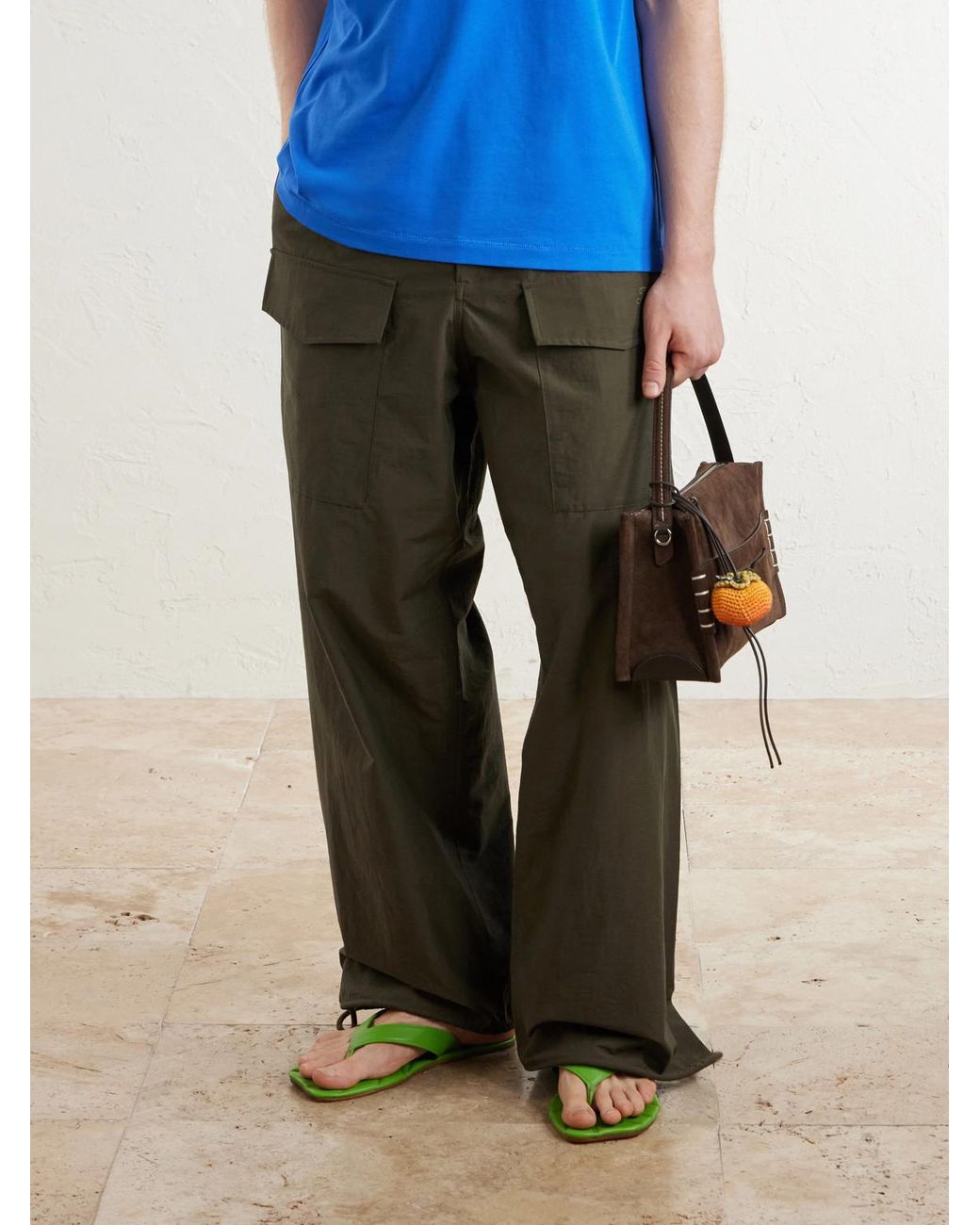 J.W. Anderson Green Leaf Logo-Debossed Leather Sandals for men