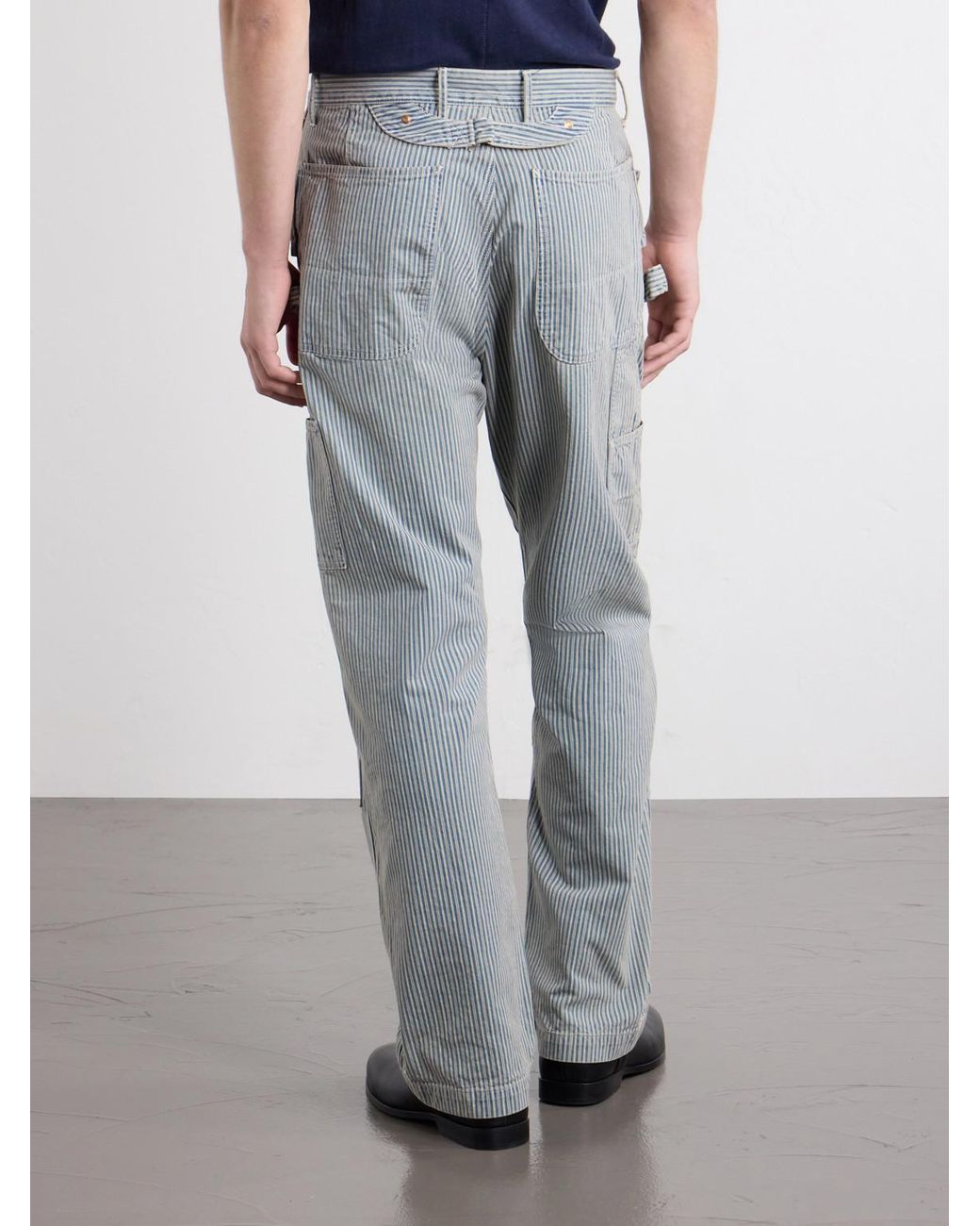 Kapital Gray Liberty Hickoree Lumber Straight-Leg Striped Cotton-Canvas Trousers for men