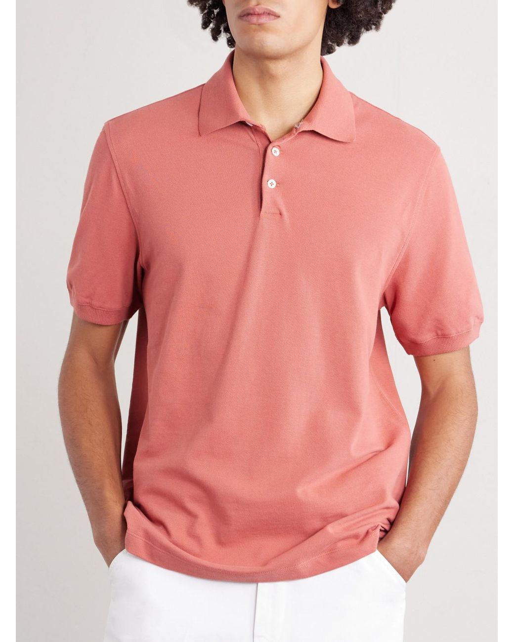 Brunello Cucinelli Pink Slim-fit Cotton-piqué Polo Shirt for men