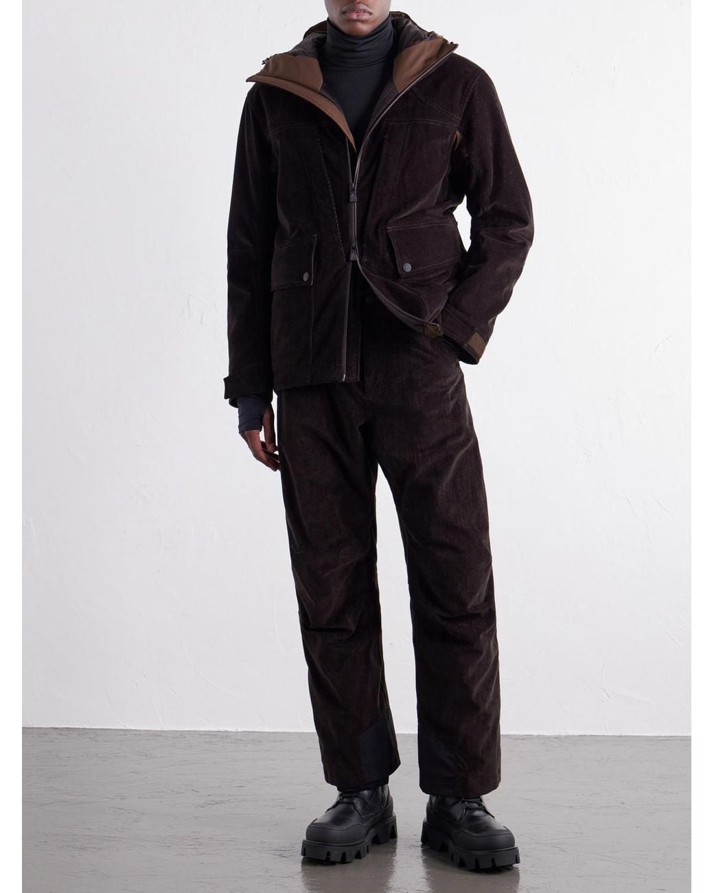 Moncler Black Airolo Hooded Cotton-Blend Tech-Corduroy Ski Jacket for men