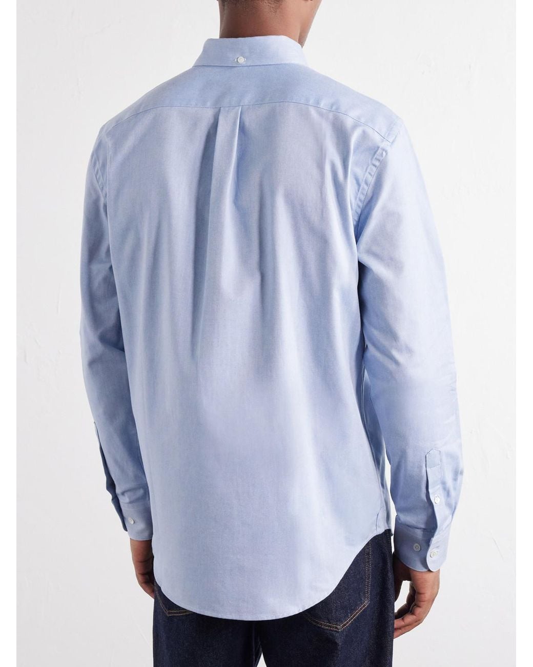Portuguese Flannel Blue Montebelo Button-down Collar Cotton-poplin Shirt for men