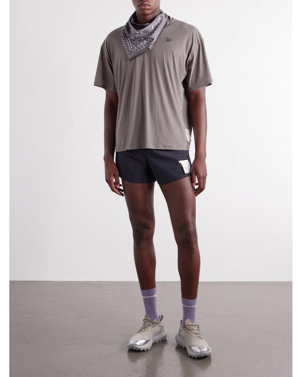 Satisfy Gray Embellished Space-O Mesh T-Shirt for men