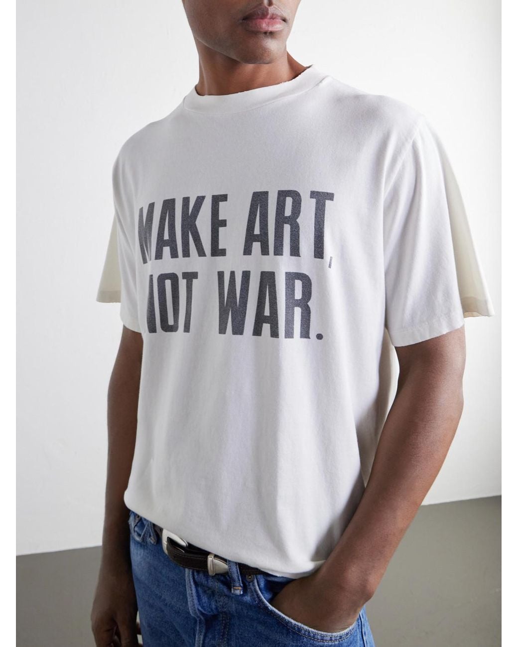 Remi Relief White Make Art, Not War Printed Cotton-Jersey T-Shirt for men