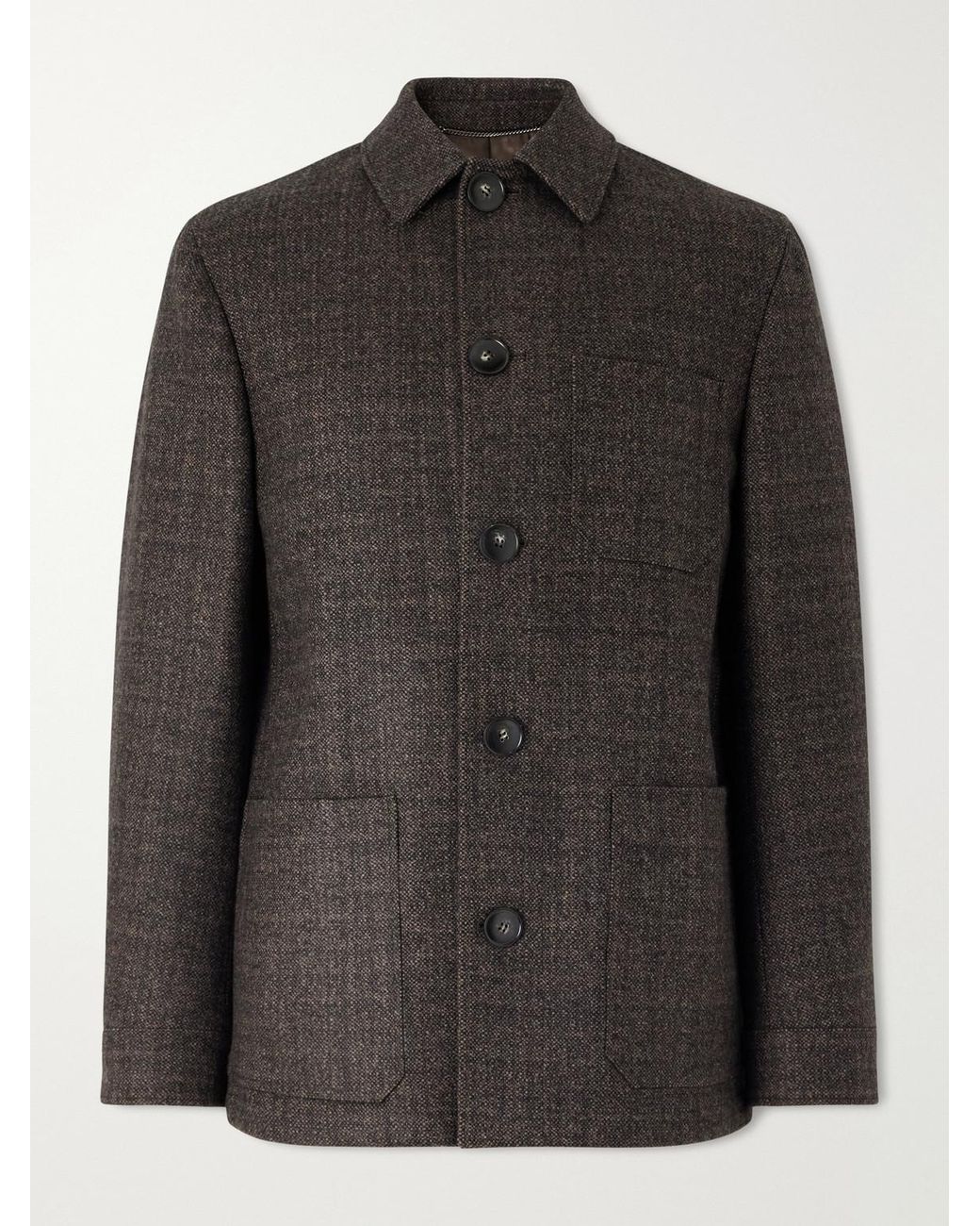 Canali Black Wool And Cashmere-Blend Overshirt for men