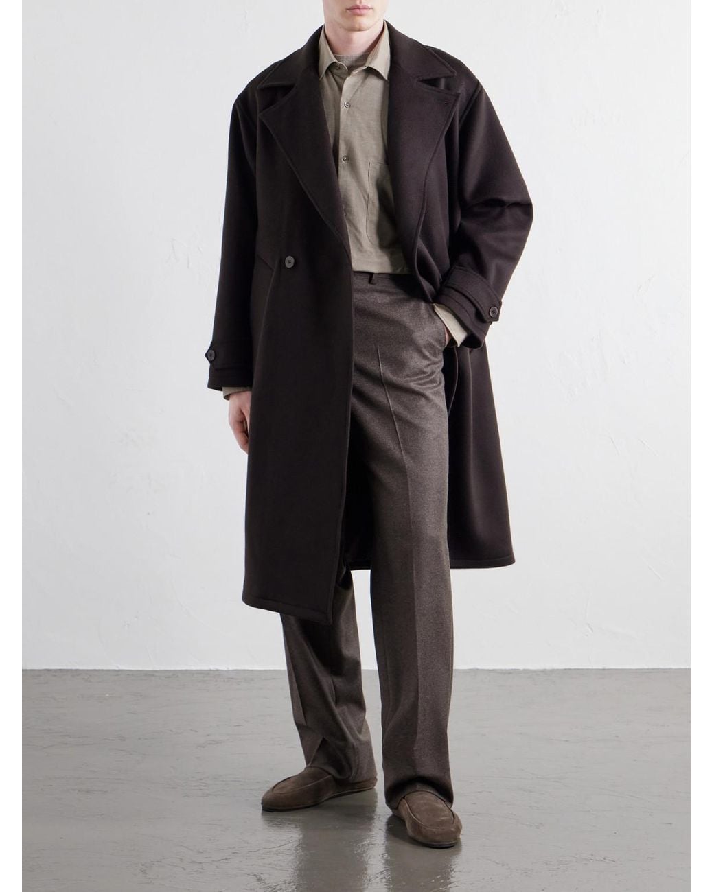 STÒFFA Black Brushed-Cashmere Coat for men