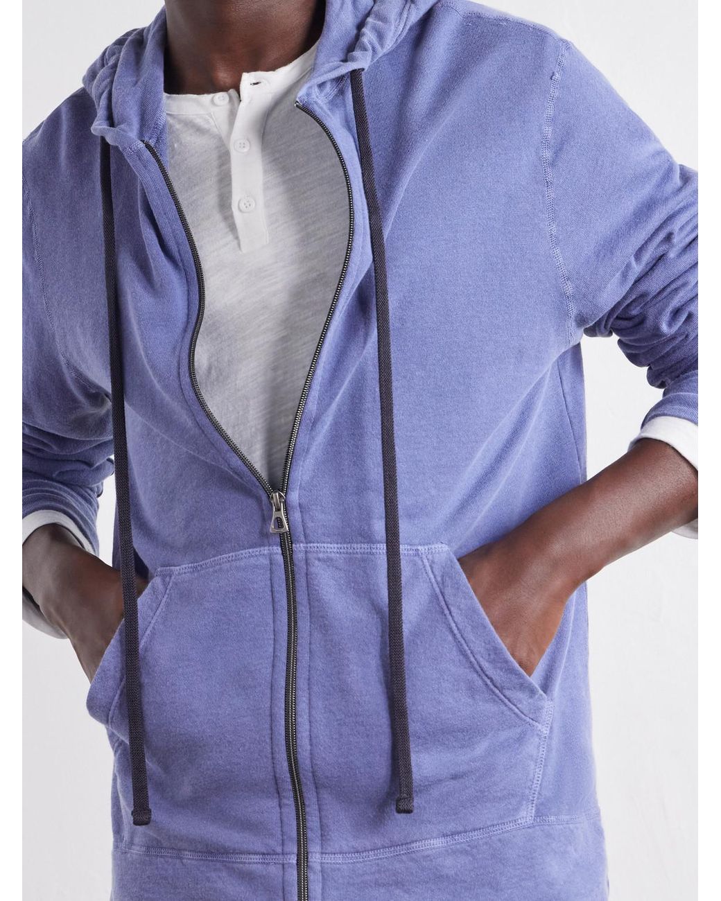 James Perse Blue Supima Cotton-Jersey Zip-Up Hoodie for men