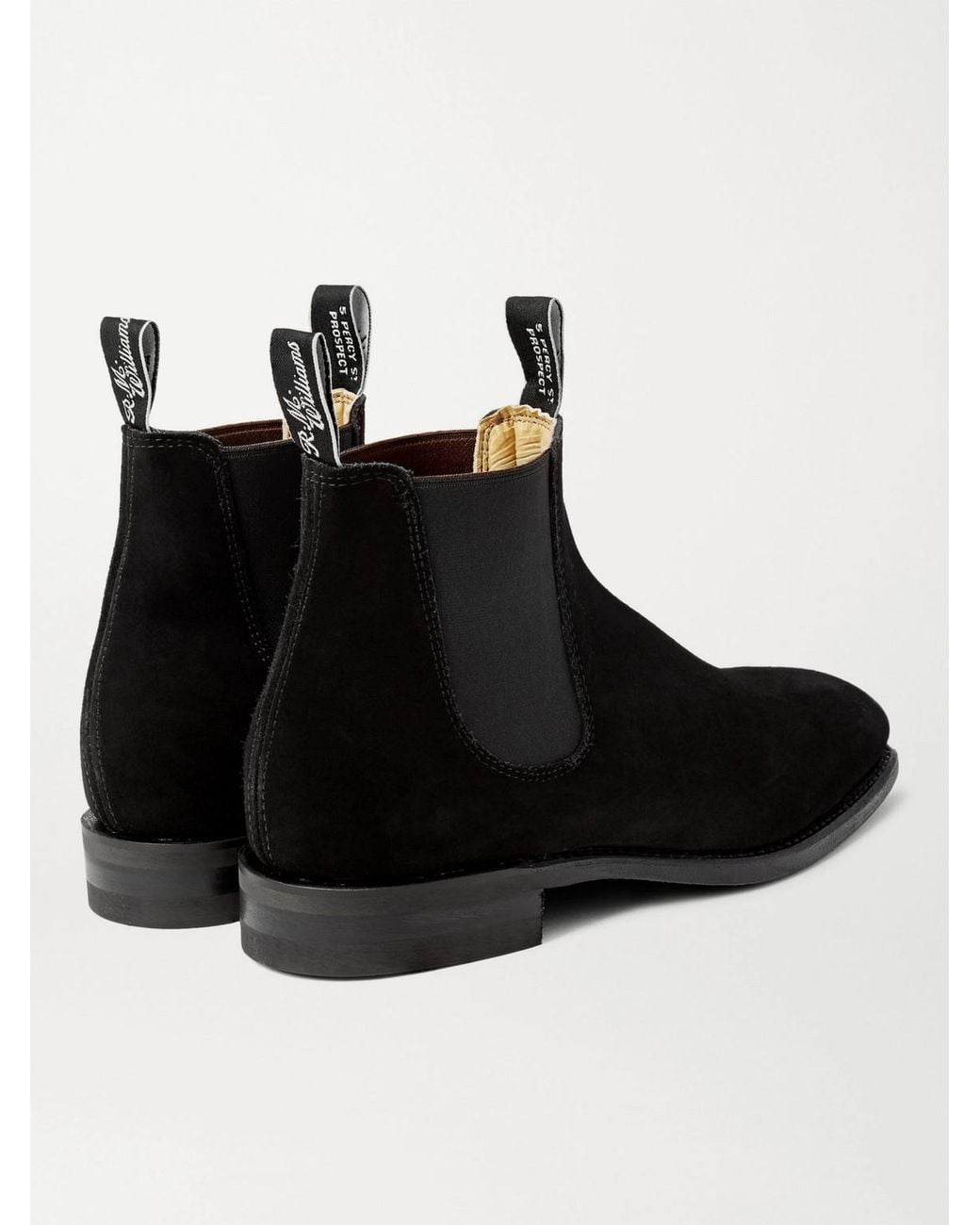 R.M.Williams Black Comfort Craftsman Suede Chelsea Boots for men