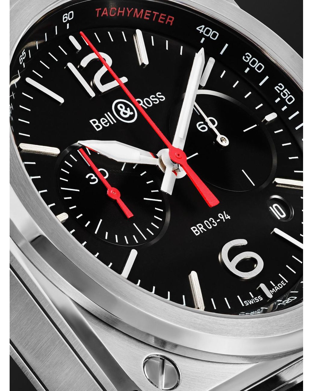 Bell & Ross Black Br 03 Automatic Chronograph Stainless Steel Watch, Ref. Br0394-Blc-St/Sca for men