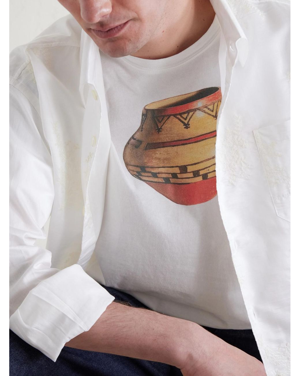 Kapital White Printed Cotton-Jersey T-Shirt for men