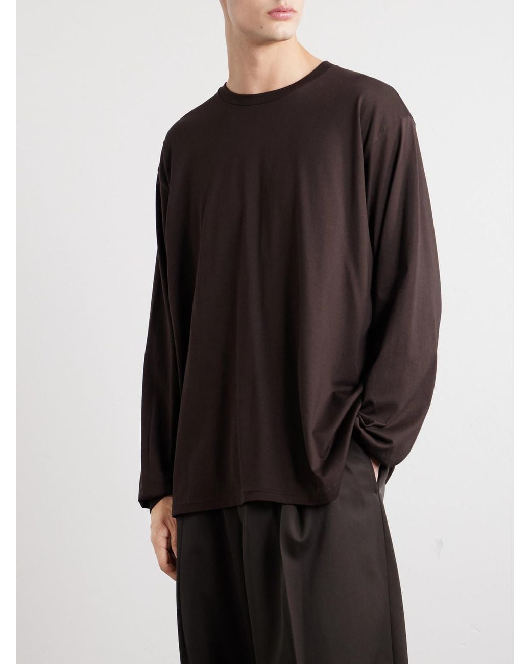 Ssstein Brown Suvin Cotton-Jersey T-Shirt for men