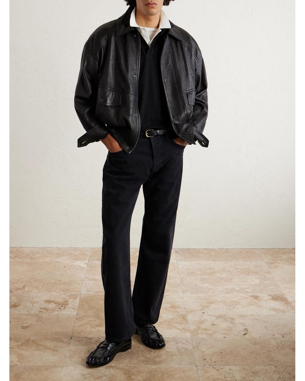 Saint Laurent Polohemd aus Piqué aus einer Baumwollmischung mit Logostickerei in Black für Herren