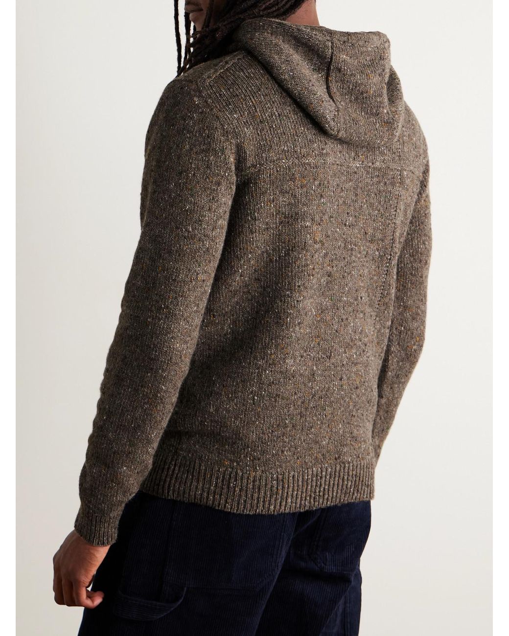 Inis Meáin Gray Lifeline Merino Wool And Cashmere-blend Hoodie for men