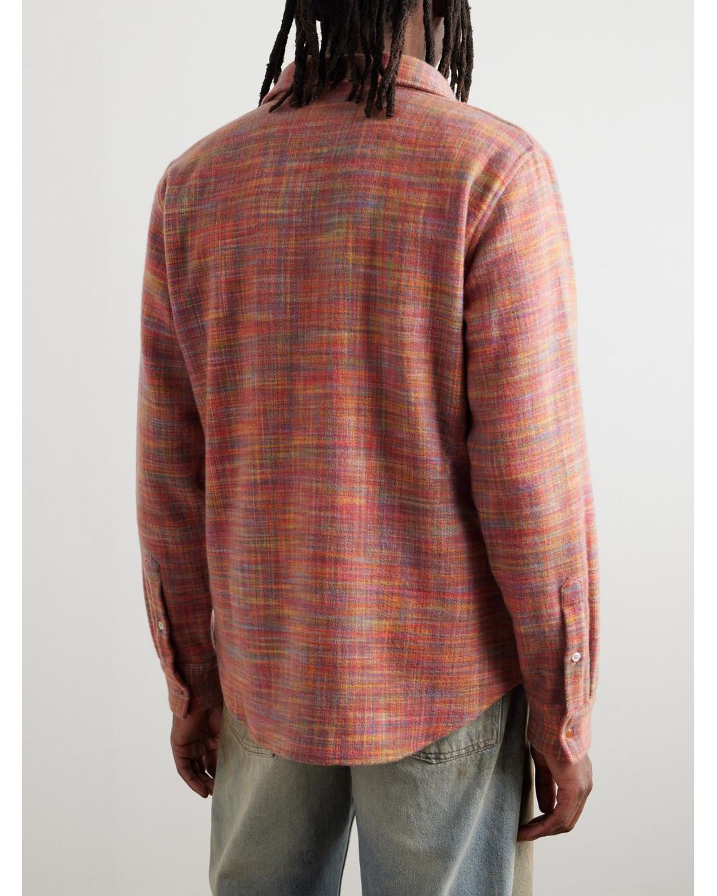 God's True Cashmere Red Flower Space-Dyed Cashmere Shirt for men