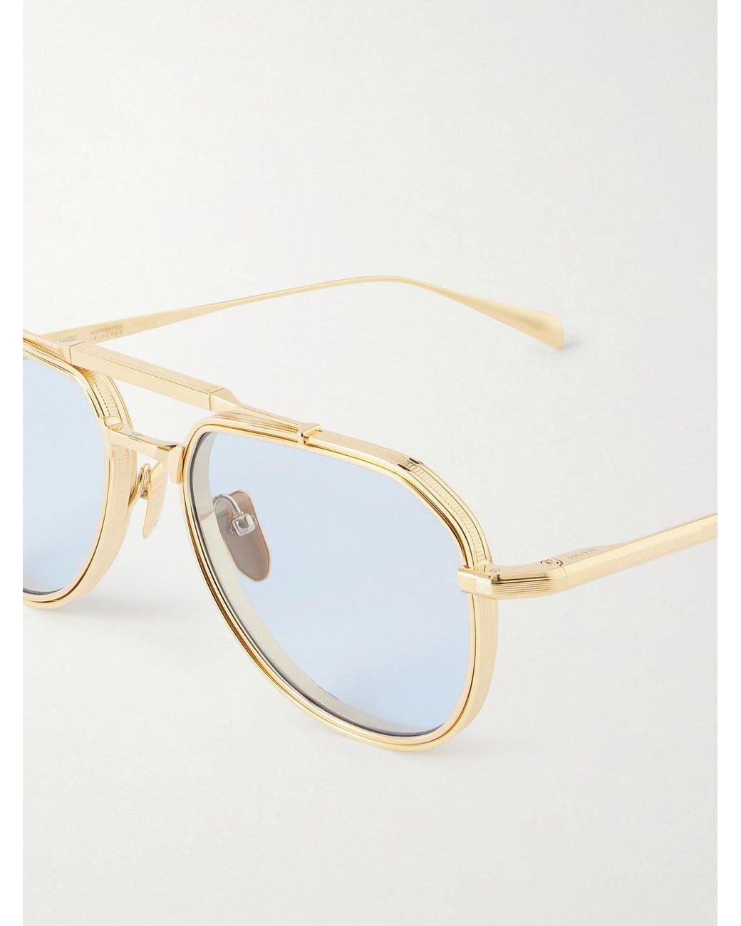Jacques Marie Mage Blue Commander Aviator-style Gold-tone Sunglasses for men