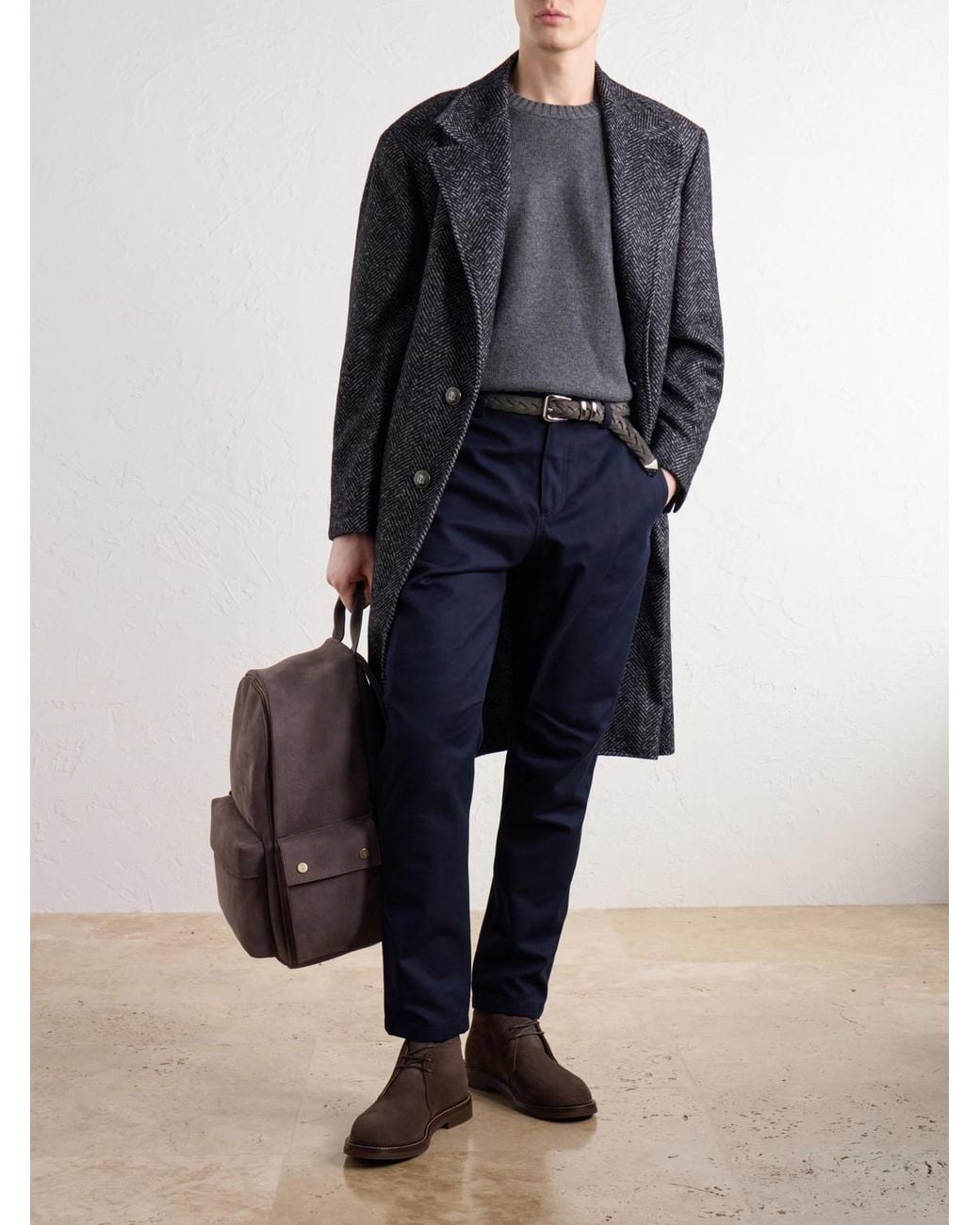 Brunello Cucinelli Gray Nubuck Backpack for men
