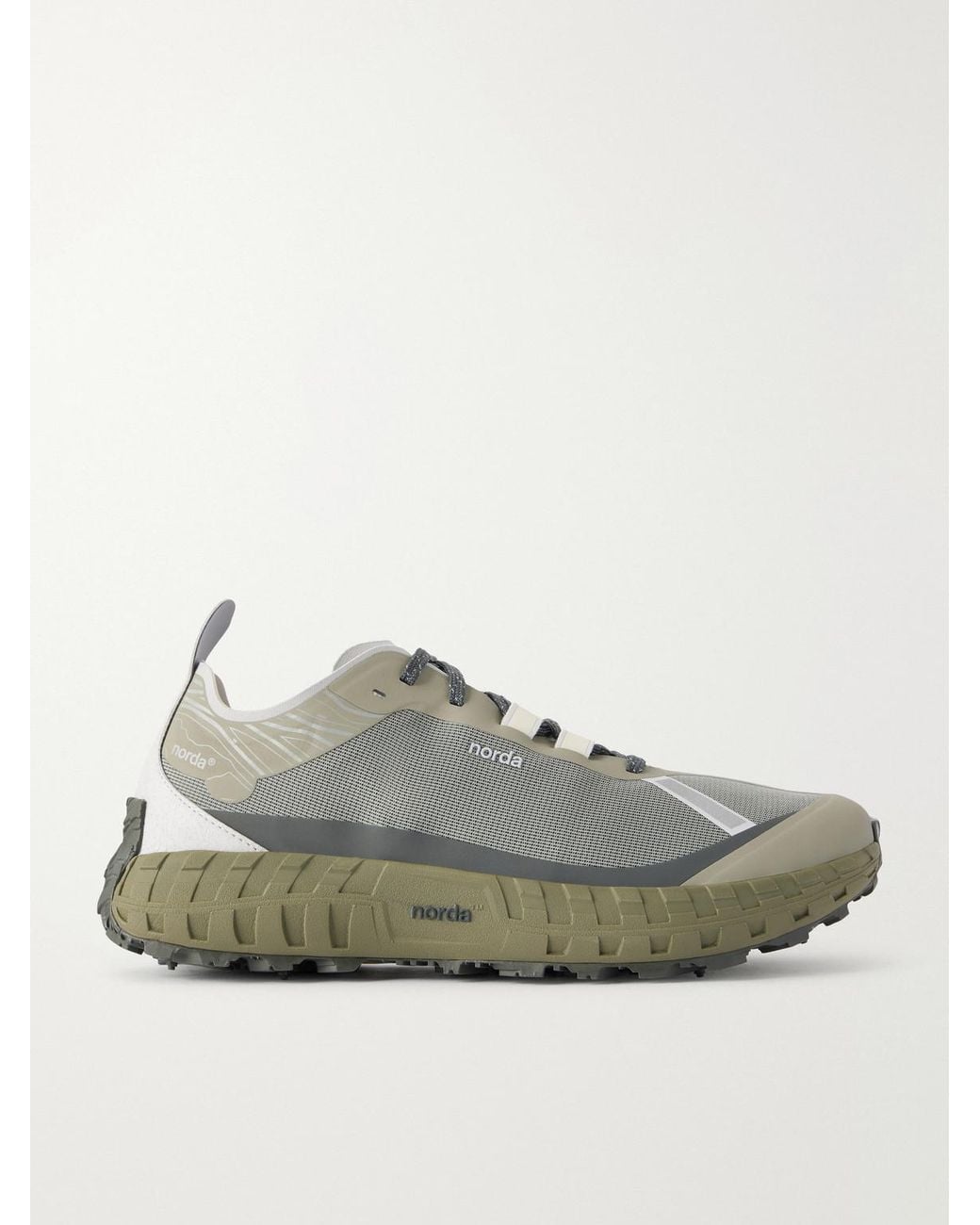 Norda Green Rubber-Trimmed Mesh Sneakers for men