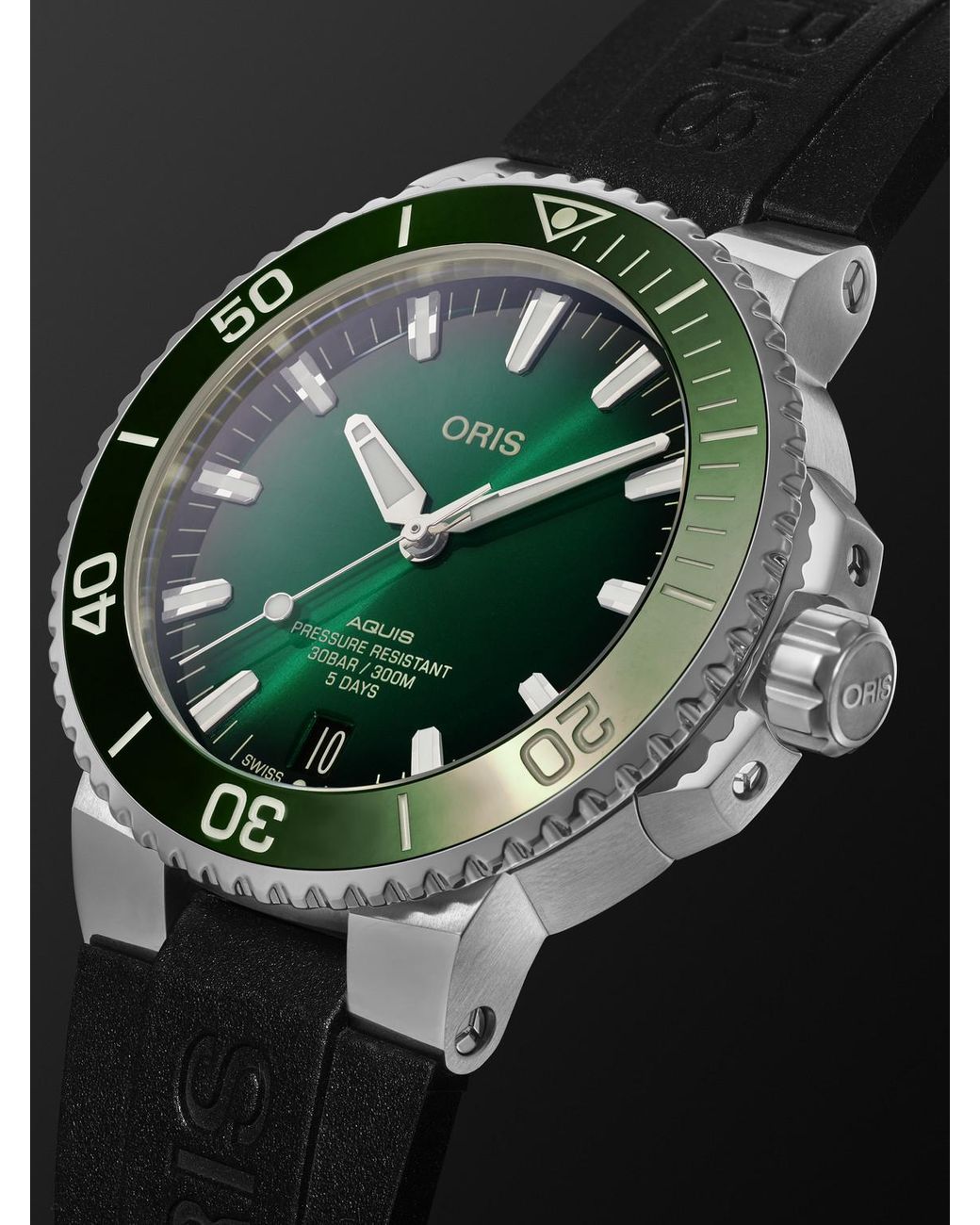 Oris Black Aquis Automatic Stainless Steel Watch, Ref. 01 400 7763 4157-07 4 24 74Eb for men