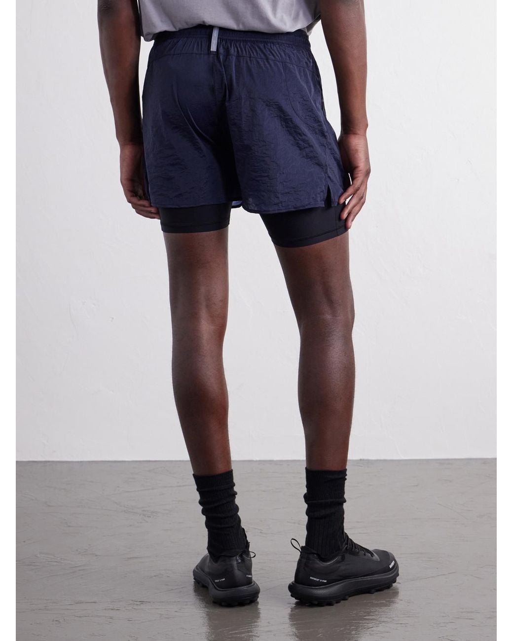 Literary Sport Blue Myles Layered Shell And Stretch-Jersey Running Shorts for men