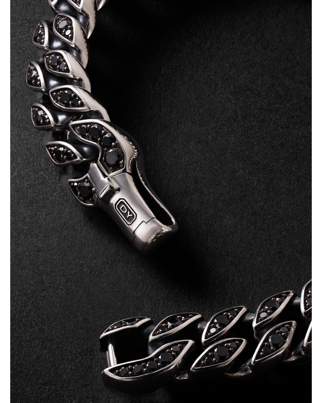 David Yurman Black Sterling Diamond Chain Bracelet for men