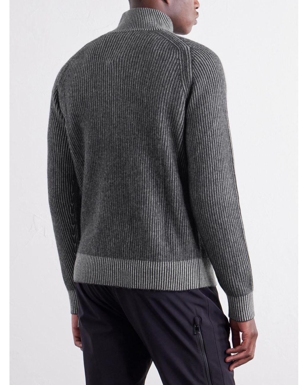 Bogner Gray Dwayne Ribbed Wool And Cashmere-Blend Half-Zip Ski Mid-Layer for men