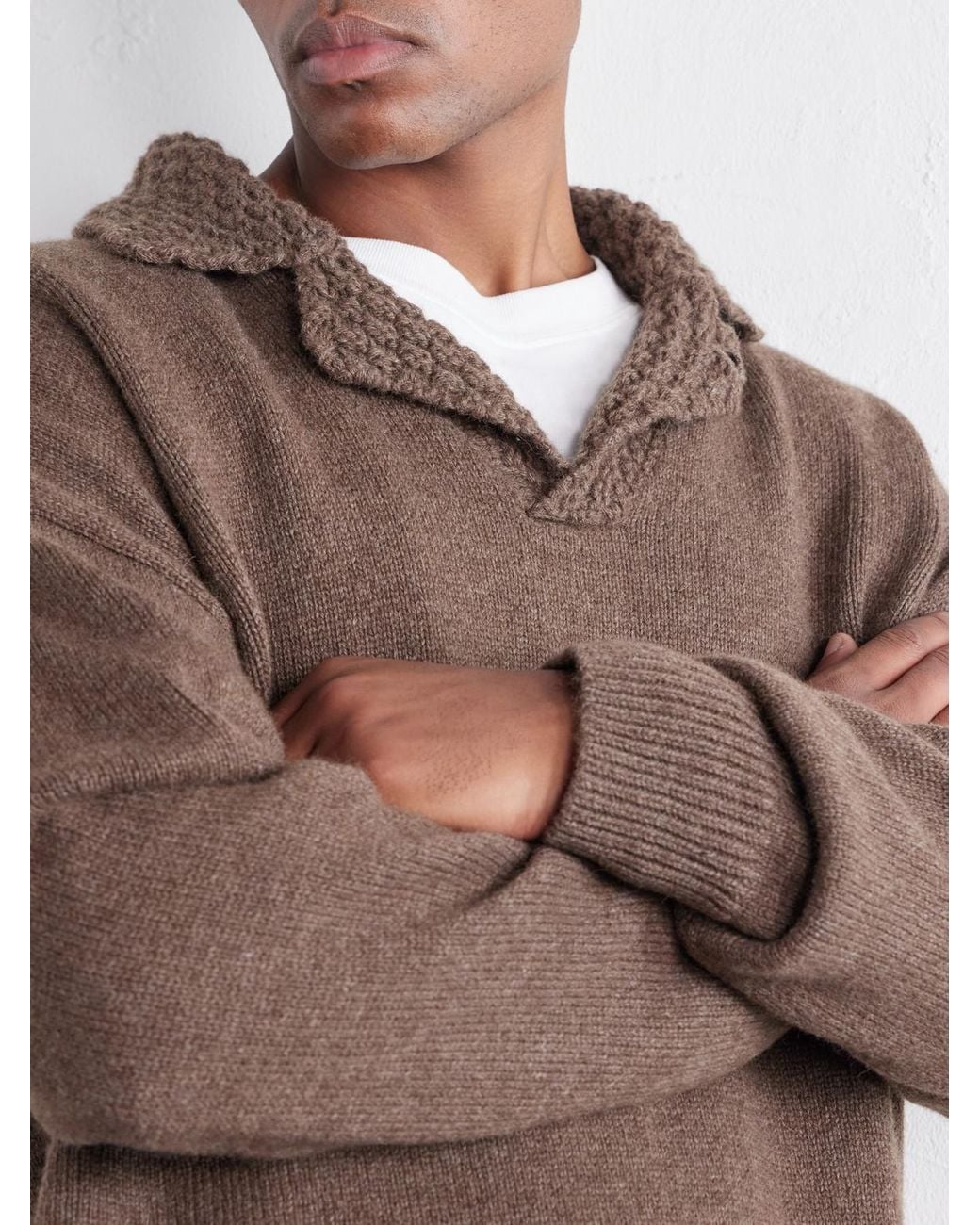 A Kind Of Guise Brown Palano Alpaca And Merino Wool-Blend Polo Shirt for men