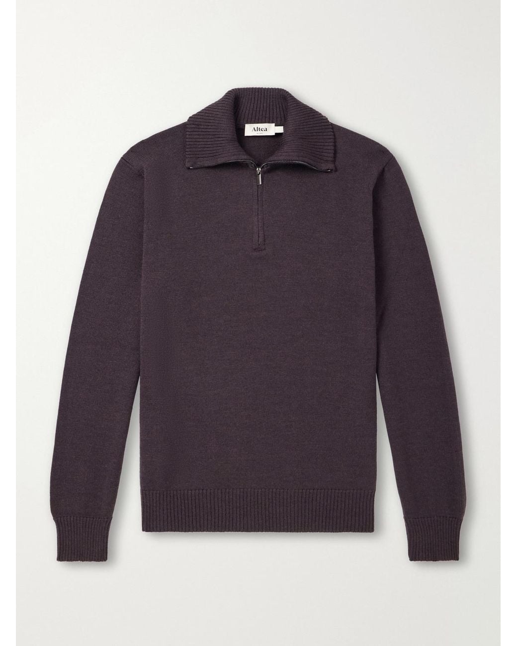 Altea Blue Half-Zip Virgin Wool Sweater for men