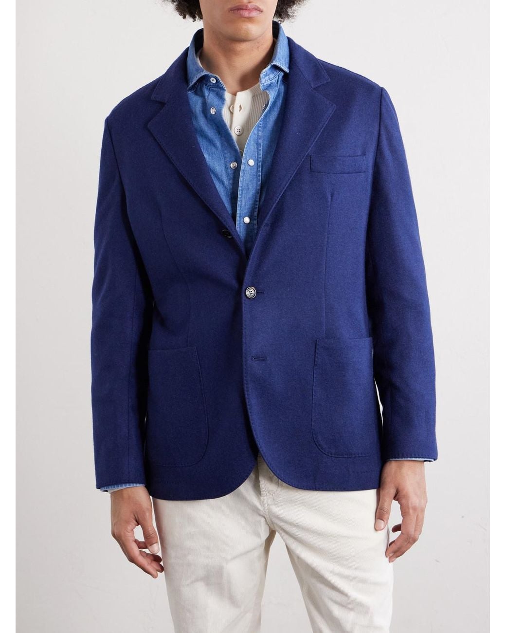 Brunello Cucinelli Blue Cashmere Blazer for men