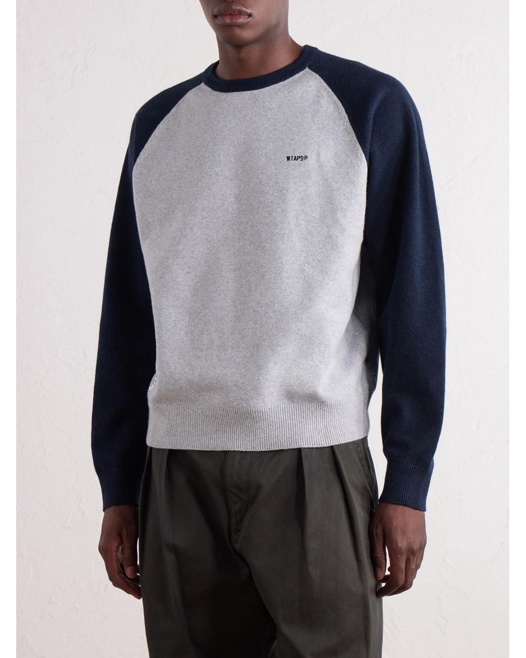 (w)taps Blue Ian Logo-embroidered Cotton-blend Sweater for men
