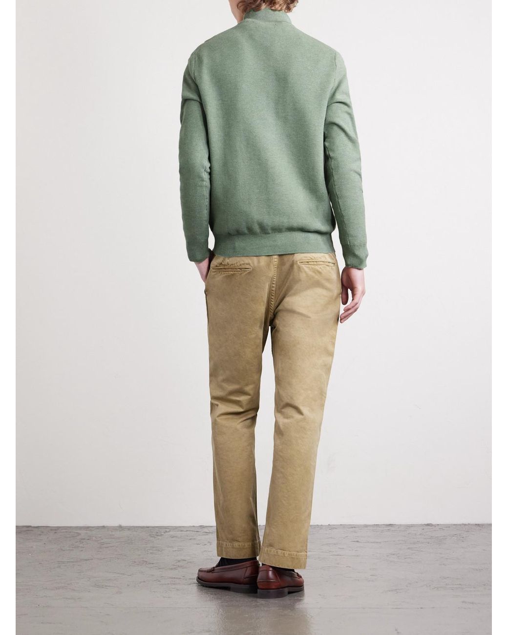 Polo Ralph Lauren Green Logo-Embroidered Cotton Half-Zip Sweater for men