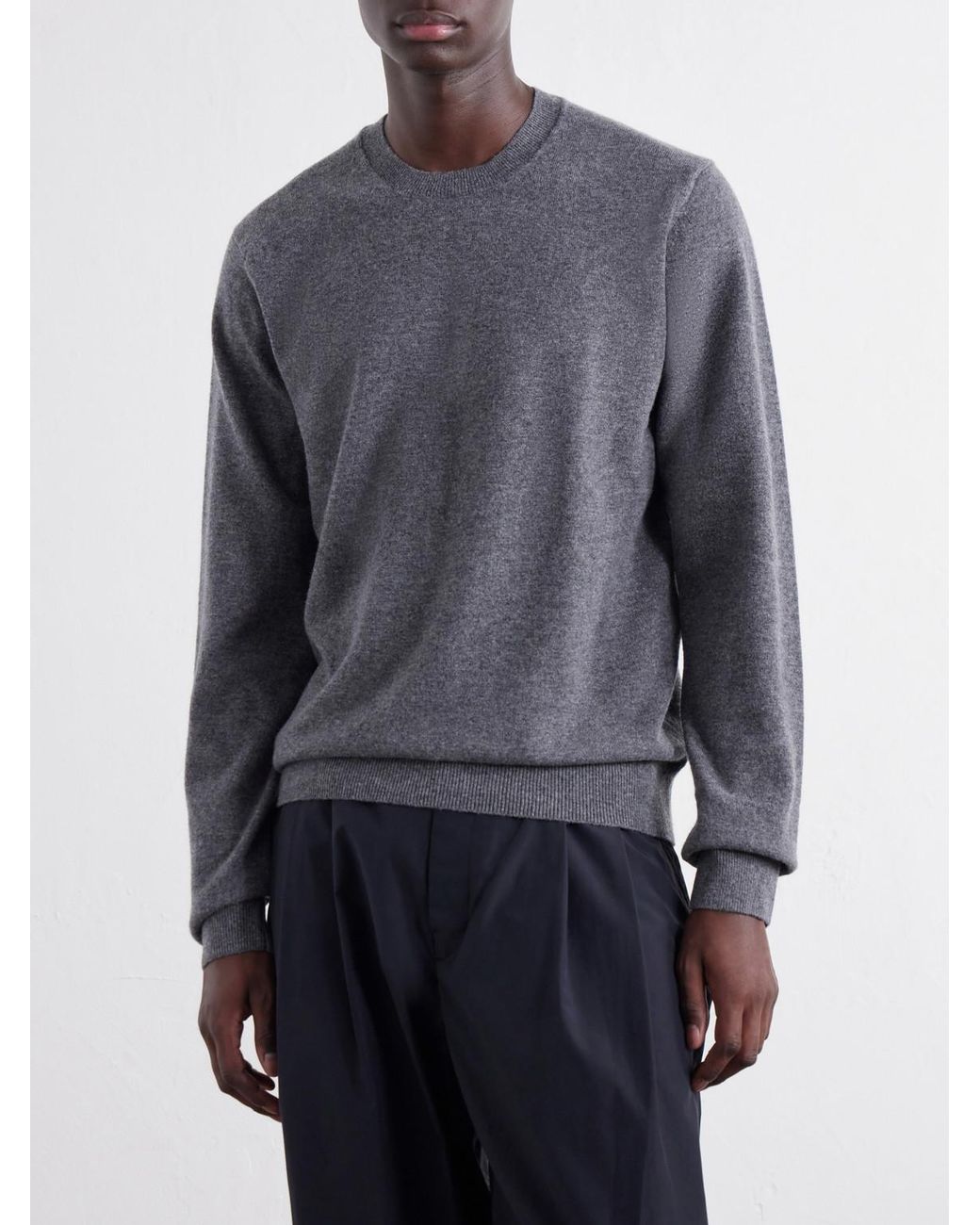 Comme des Garçons Gray Ribbed Wool Sweater for men