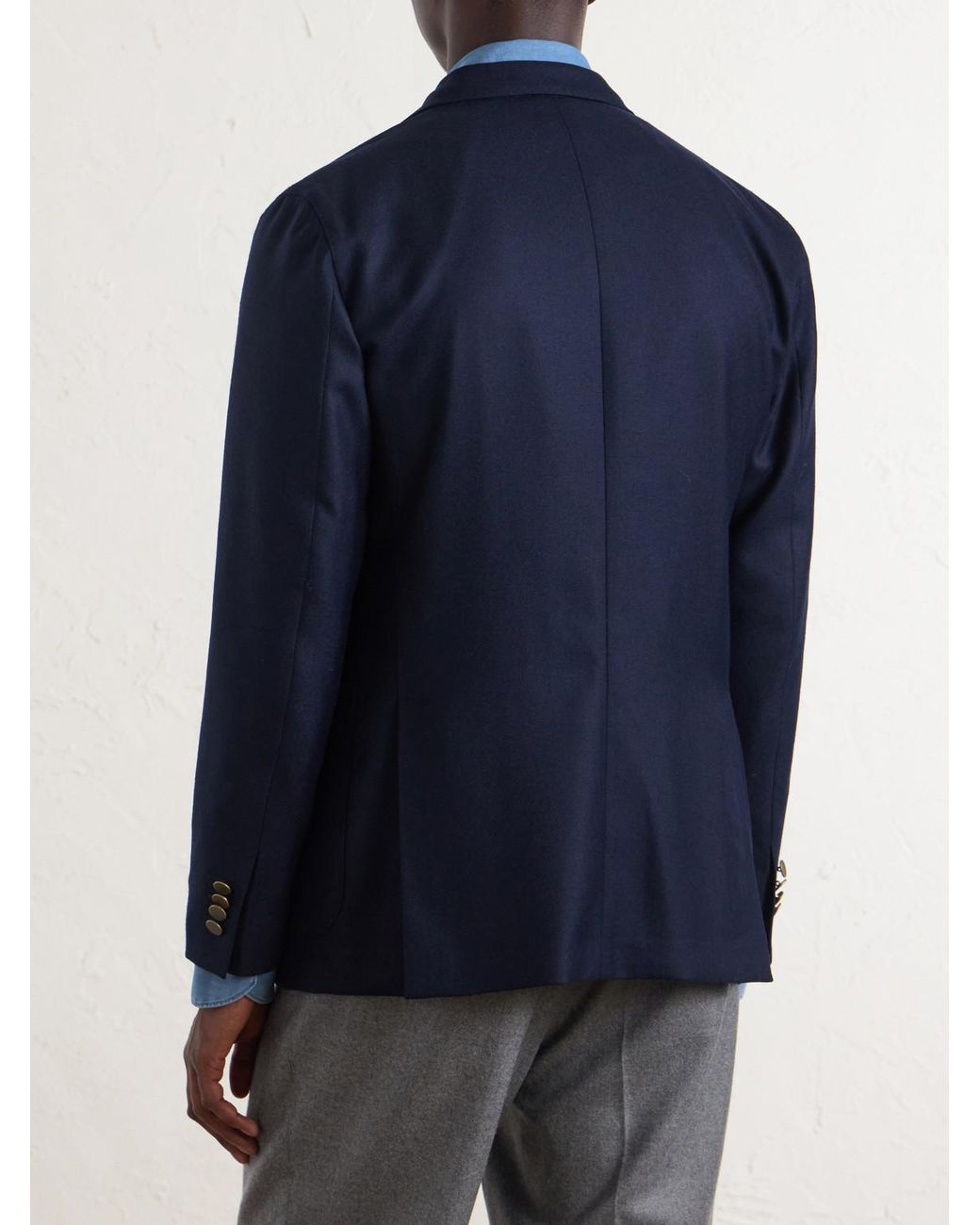 Boglioli Blue Double-breasted Virgin Wool-hopsack Blazer for men
