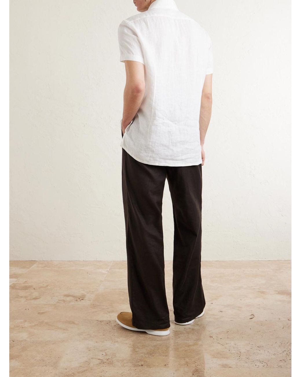 Kiton White Linen Shirt for men