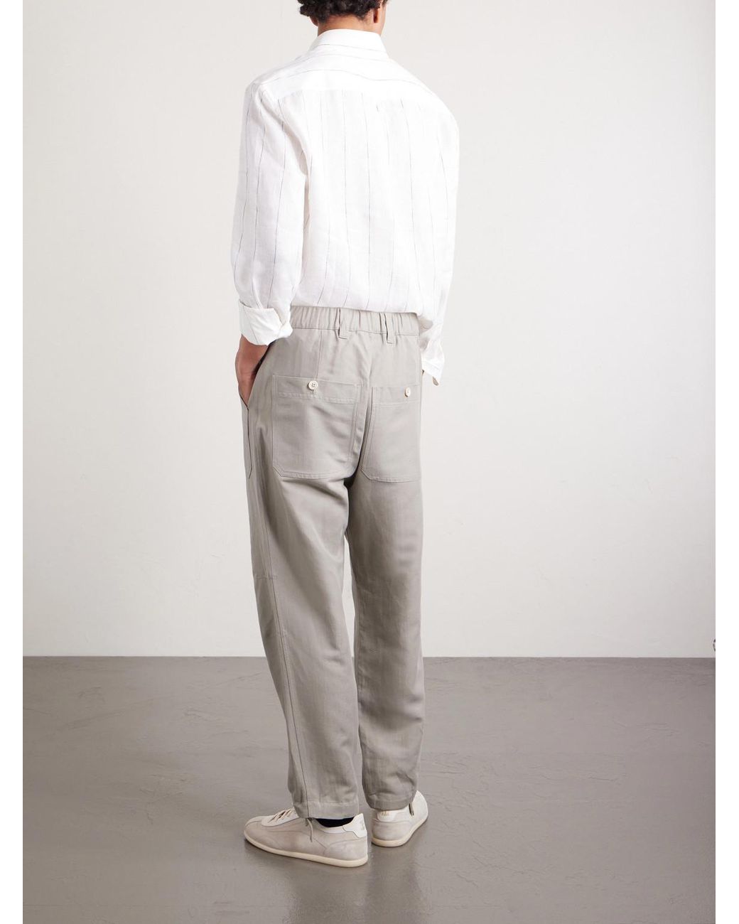 Brunello Cucinelli Gray Straight-leg Linen And Cotton-blend Trousers for men